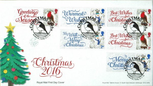 Christmas 2016 Royal Mail Generic Sheet FDC