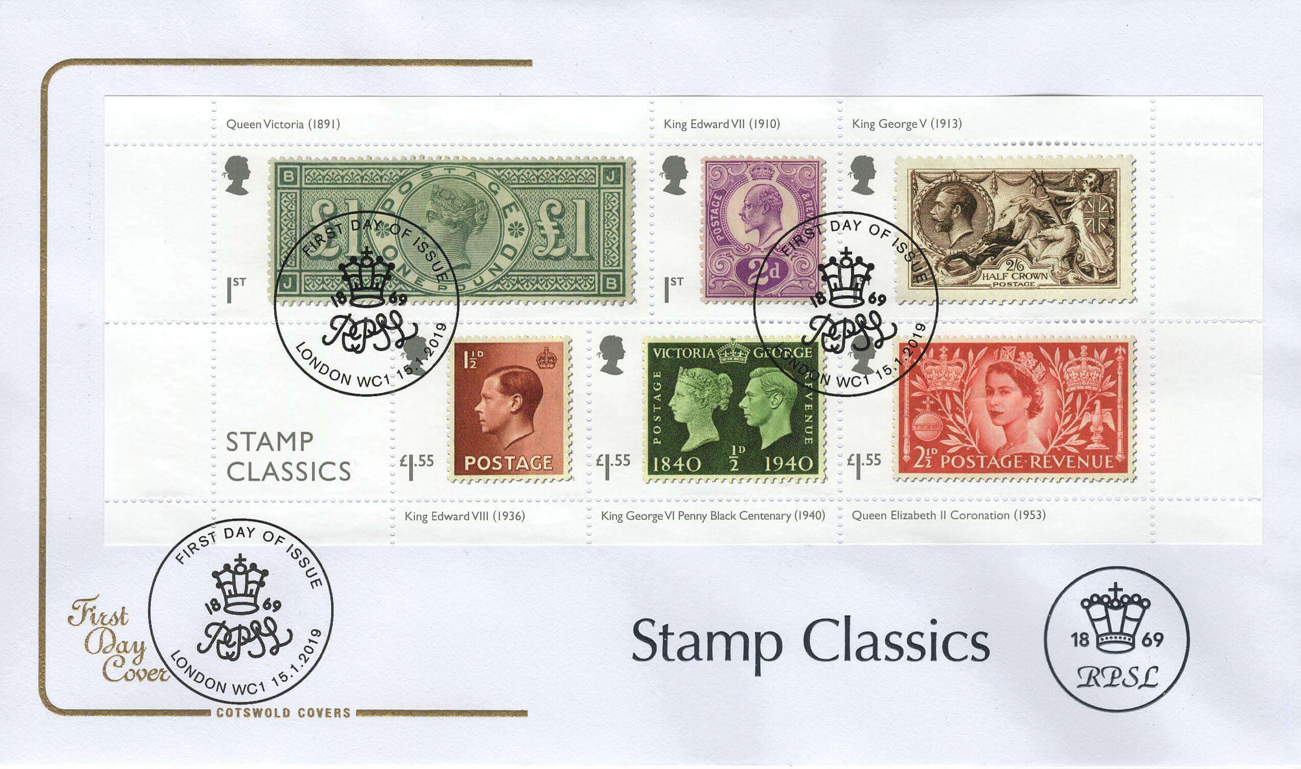 Stamp Classics | Cotswold Stamp Classics MS FDC