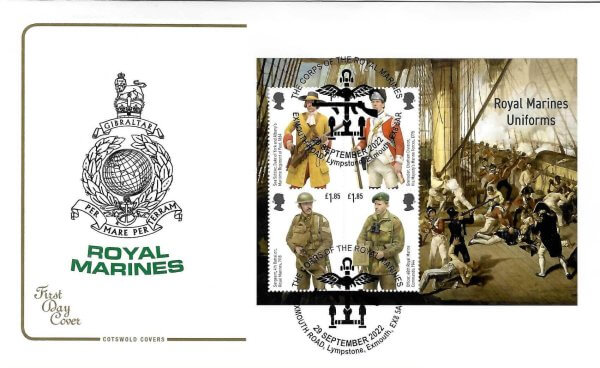 Cotswold Royal Marines Minisheet FDC