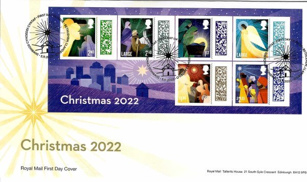 Royal Mail Christmas 2022 Minisheet FDC